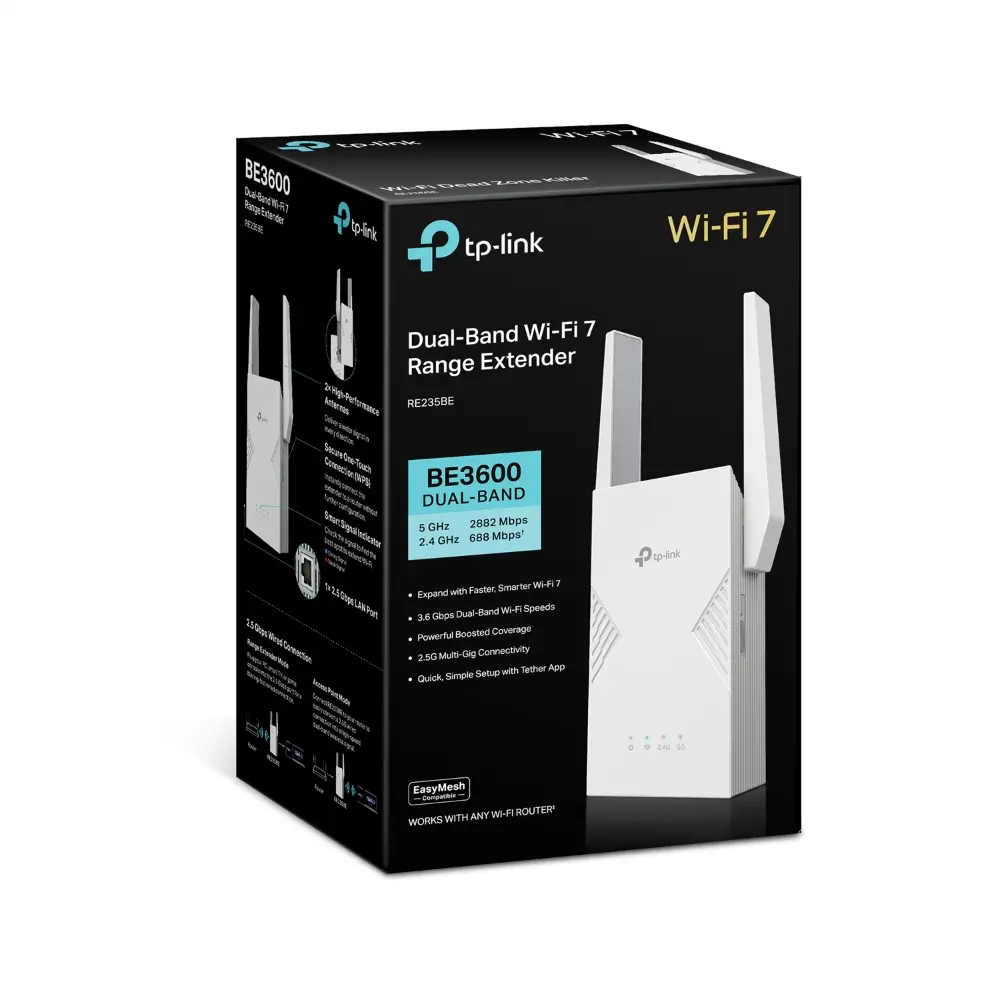 Удължител на обхват TP-LINK RE235BE, BE3600 двубандов Wi-Fi 7,1*2.5 Gbps порт - image 9