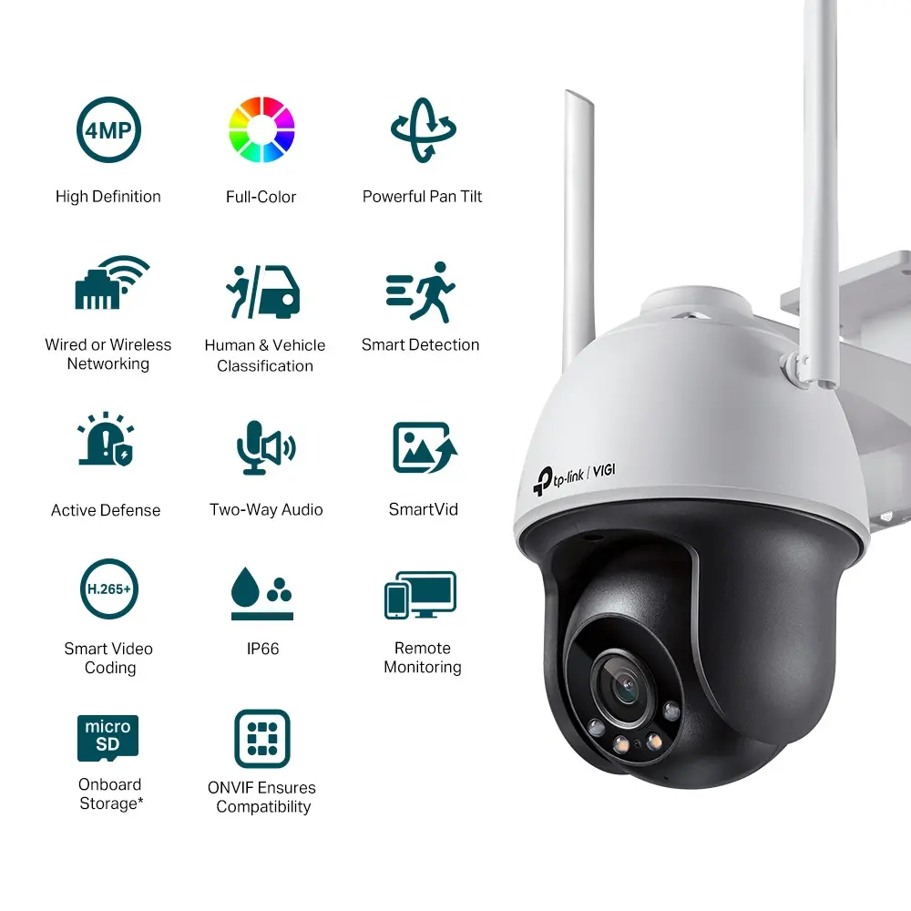 Камера TP-Link VIGI C540-W(4mm), 4MP, Full-Color, Wi-Fi Pan Tilt ,мрежова - image 1