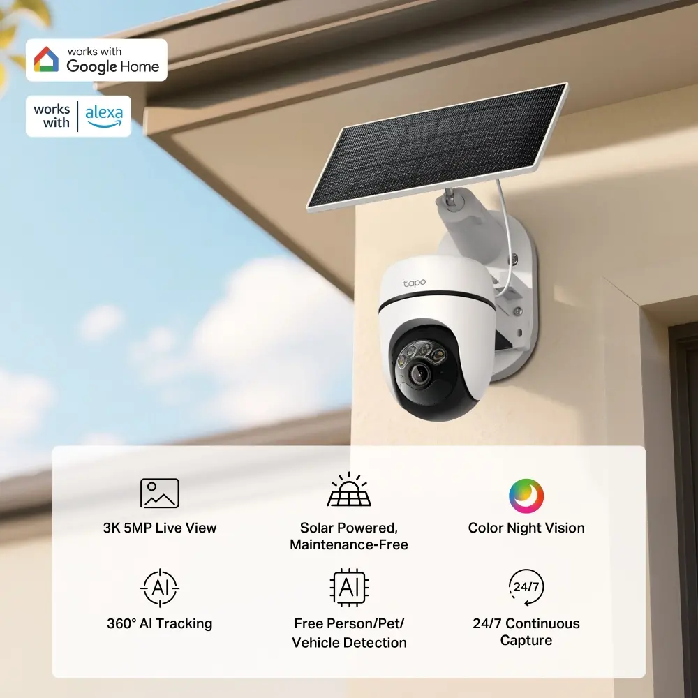 Камера TP-Link Tapo C630 KIT,3K 5MP Pan/Tilt охранителна камера със соларно захр - image 2