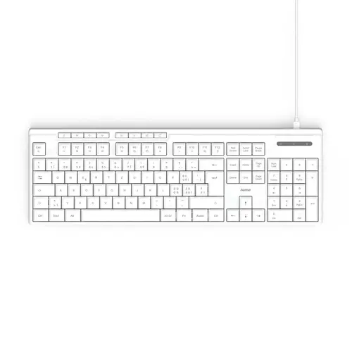 HAMA Tastatură cu fir "CK-200", USB-A, USB-C, 8 taste multimedia, chirilizată, albă - 1