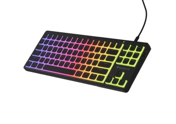 Клавиатура, Genesis Gaming Keyboard Thor 430 TKL, US, RGB Mechanical Outemu, Pink, Silent, Hot Swap Slim, Black - image 1