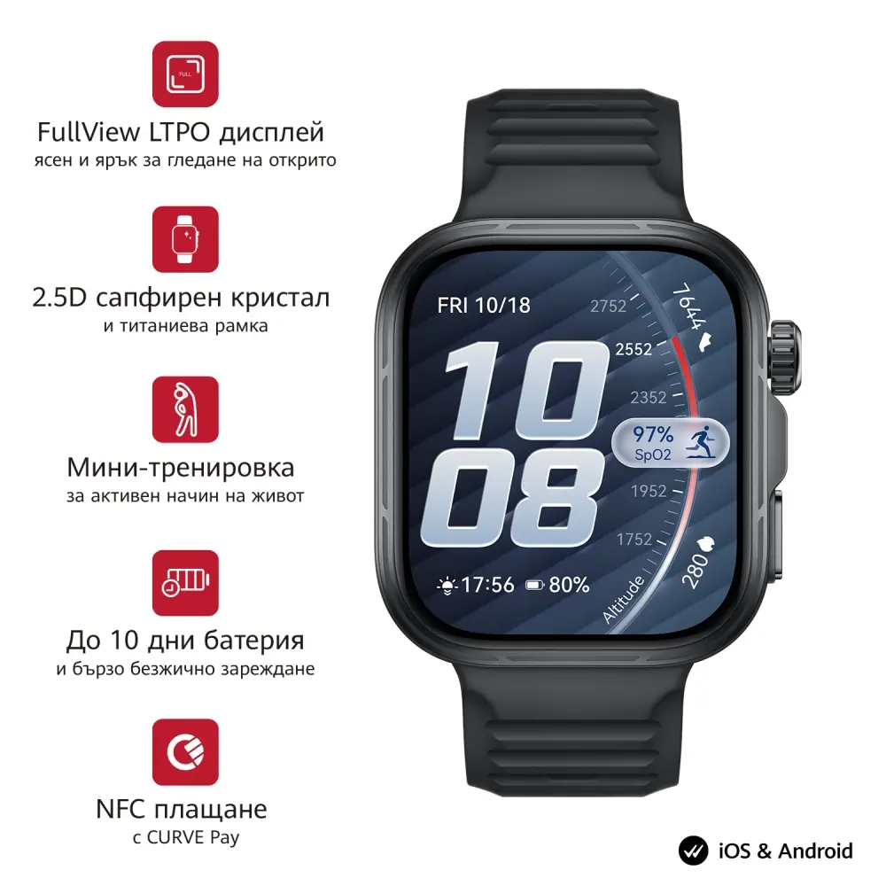 Часовник, Huawei Watch Fit 5 Pro Niki-B29F Black