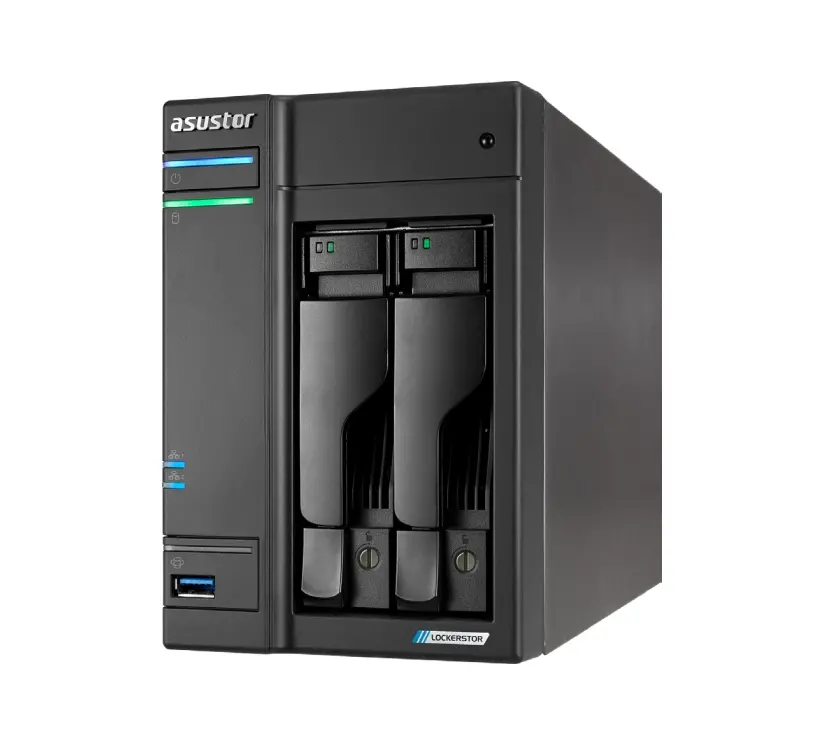 Storage în rețea, Asustor Lockerstor AS6702T, 2 Bay NAS, Intel Jasper Lake 4C 2.0 GHz, 4GB DDR4 SODIMM, M.2 NVMe x4 slots (fără discuri), USB 2.0, USB