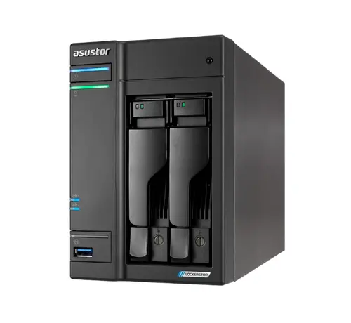 Мрежов сторидж, Asustor Lockerstor AS6702T, 2 Bay NAS, Intel Jasper Lake 4C 2.0 GHz, 4GB DDR4 SODIMM, M.2 NVMe x4 slots (Diskless), USB 2.0, USB 3.2 Gen 2x2, Dual 5GbE Ports, WOW (Wake on WAN), AES-NI hardware encryption, MyArchive (support btrfs and snapshot), Black
