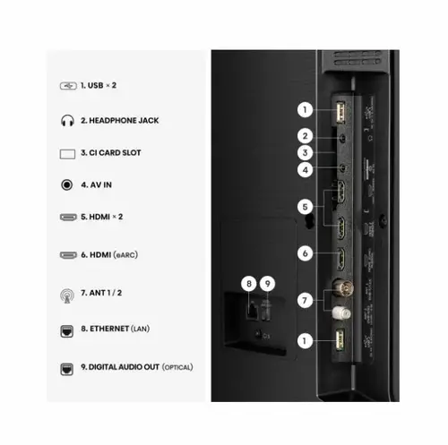 Телевизор, Hisense 43" A7S, 4K Ultra HD 3840x2160, QLED, FALD, Quantum Dot, HDR 10+, HLG, Dolby Vision, Dolby Atmos, Smart TV, WiFi 5GHz, WiFi Direct, BT, Anyview Cast, 3xHDMI, 2xUSB, LAN, CI+, DVB-T2/C/S2, Black - image 4