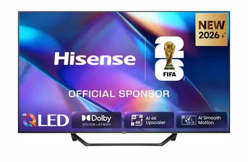 Телевизор, Hisense 43" A7S, 4K Ultra HD 3840x2160, QLED, FALD, Quantum Dot, HDR 10+, HLG, Dolby Vision, Dolby Atmos, Smart TV, WiFi 5GHz, WiFi Direct, BT, Anyview Cast, 3xHDMI, 2xUSB, LAN, CI+, DVB-T2/C/S2, Black