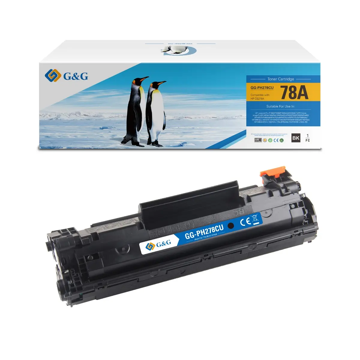 Cartuș toner, G&G NT-PH278CU, universal, Negru – compatibil cu HP CE278A (78A) și Canon CRG-128 (CRG128), LaserJet Pro P1566/P1606
