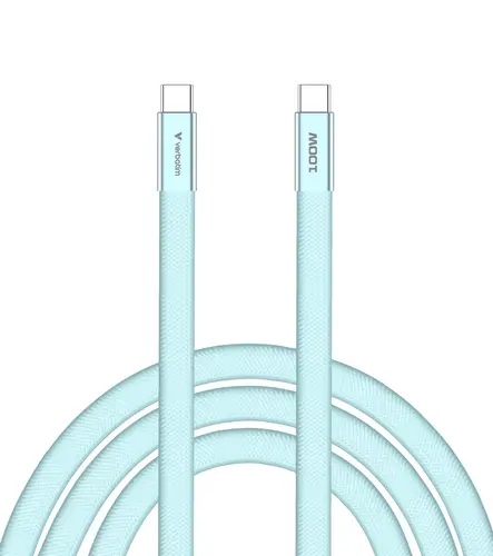 Кабел, Verbatim Sync & Charge SoftTouch USB-C to C cable 100W 120 cm - Blue