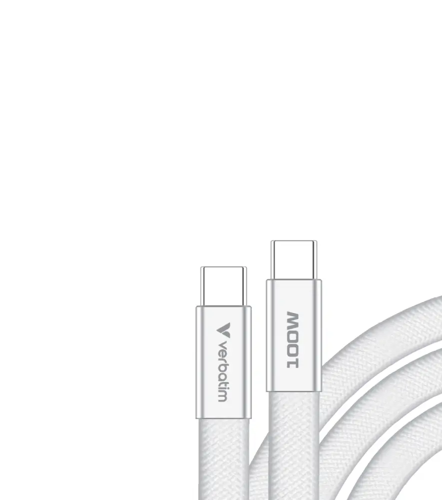 Кабел, Verbatim Sync & Charge SoftTouch USB-C to C cable 100W 120 cm - White - image 1