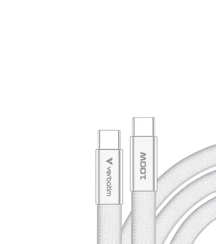 Кабел, Verbatim Sync & Charge SoftTouch USB-C to C cable 100W 120 cm - White - image 1