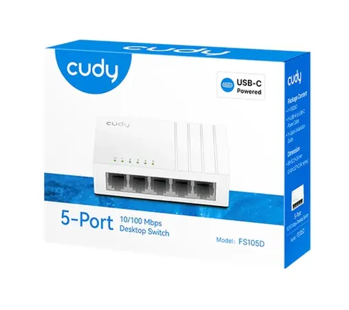 Комутатор, Cudy FS105D 5-Port 10/100 Mbps Desktop Switch, 5 10/100M RJ45 Ports, Desktop Plastic Case - image 3