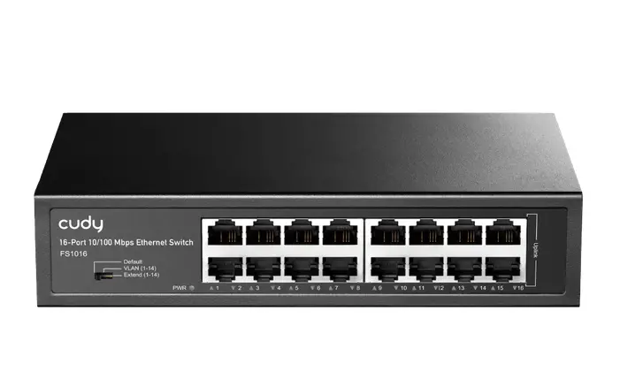 Комутатор, Cudy FS1016 16-Port 10/100 Mbps Metal Switch, 16 10/100 Mbps RJ45 Ports, Rack-mountable Steel Case