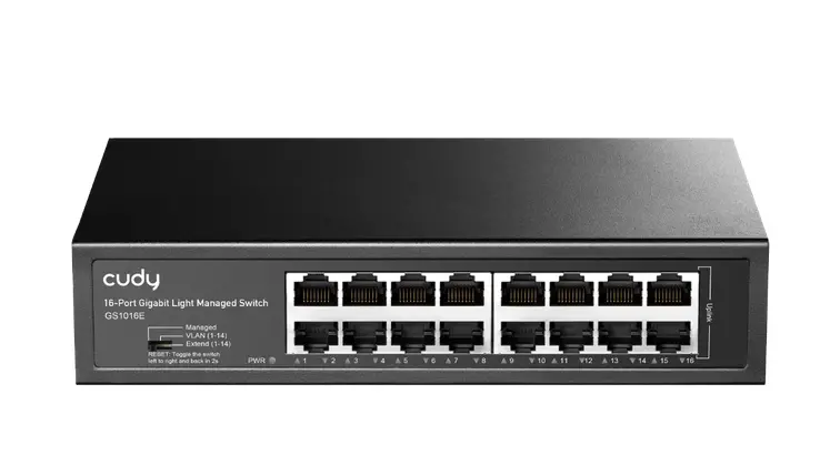 Комутатор, Cudy GS1016E 16-Port Gigabit Light Managed Switch, 16 Gigabit RJ45 Ports, Rack-mountable Steel Case