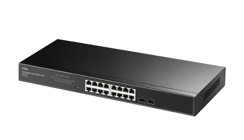 Комутатор, Cudy GS1016ES2 16-Port Gigabit Light Managed Switch with 2 SFP, 19 inch, 16 Gigabit RJ45 Ports + 2 SFP Slots, Rack-mountable Steel Case - image 1