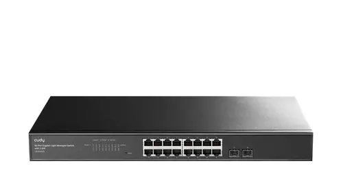 Комутатор, Cudy GS1016ES2 16-Port Gigabit Light Managed Switch with 2 SFP, 19 inch, 16 Gigabit RJ45 Ports + 2 SFP Slots, Rack-mountable Steel Case