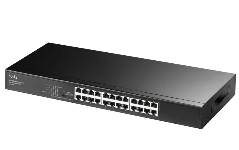 Комутатор, Cudy GS1024E 24-Port Gigabit Rackmount Light Managed Switch, 24 Gigabit RJ45 Ports, 19-inch Rack-mountable Steel Case - image 1