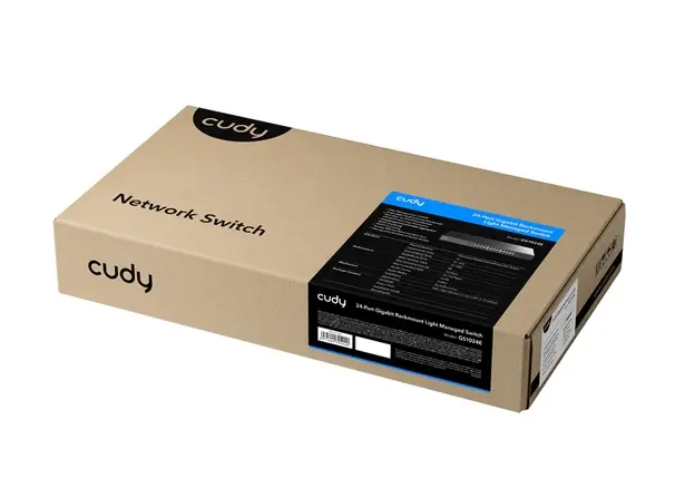 Комутатор, Cudy GS1024E 24-Port Gigabit Rackmount Light Managed Switch, 24 Gigabit RJ45 Ports, 19-inch Rack-mountable Steel Case - image 3