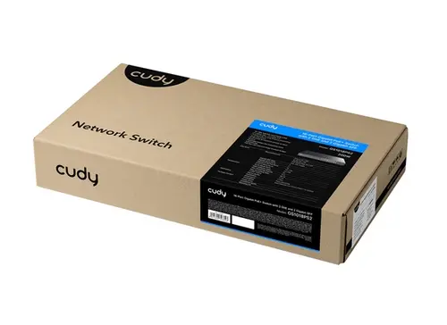 Комутатор, Cudy GS1018PS2 16-Port Gigabit PoE+ Switch with 2 Uplink Gigabit Ports and 2 Gigabit SFP Slots 200W16-10/100/1000 BASE-T Gigabit ports, 2-Port 10/100/1000 BASE-T Gigabit Uplink ports, 2-1000 BASE-X SFP Slot, 16-port IEEE 802.3at PoE+ Injector - image 1
