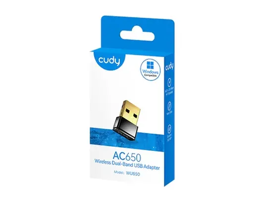 Адаптер, Cudy WU650 Wi-Fi Mini USB Adapter AC650 650Mbps Wi-Fi USB Adapter, Mini Size, 433Mbps at 5GHz + 200Mbps at 2.4GHz, Nano Size, USB 2.0 - image 2
