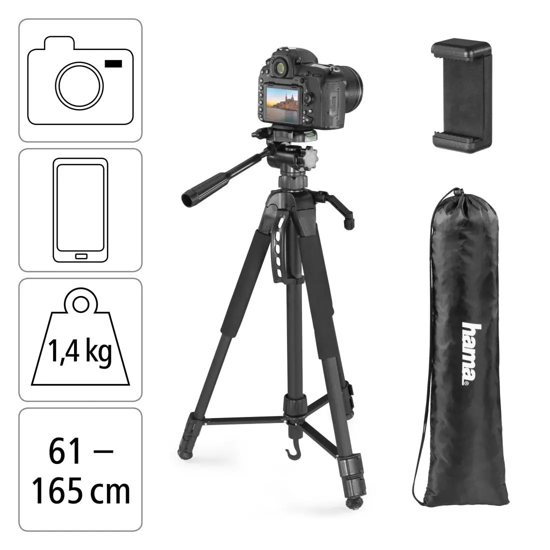 HAMA Статив / Трипод "Action Smart 165 3D", 61 -165 cm - image 30
