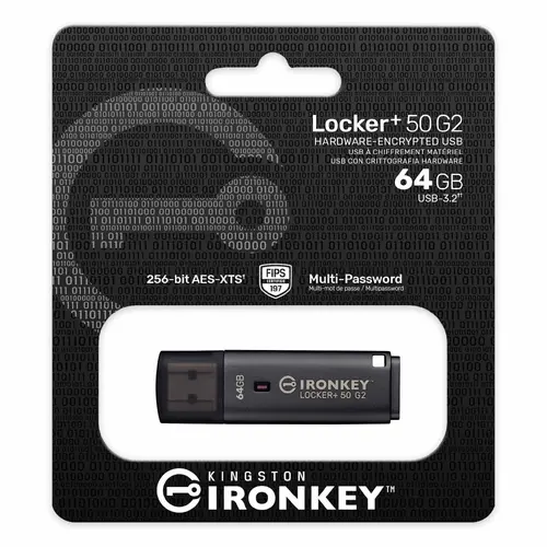 USB памет KINGSTON IronKey Locker+ 50 G2 - 64GB, XTS-AES 256-bit - 4