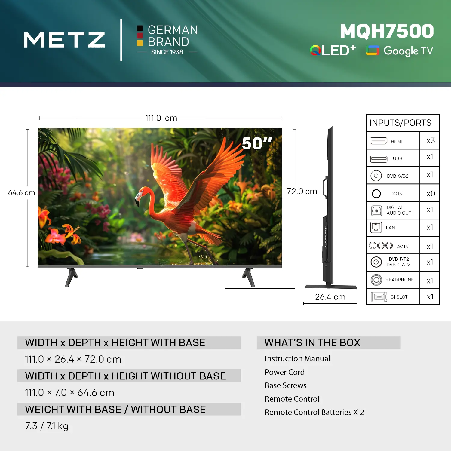 Телевизор METZ 50" 50MQH7500Z UHD 4K QLED+ Google TV, 120Hz, 126 см - image 4