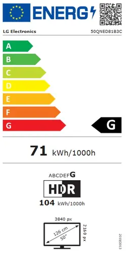 Телевизор, LG 50QNED81B3C., 50" 4K QNED MiniLED Smart TV, 3840x2160, DVB-T2/C/S2, Aplha 7 AI Processor, HDR10 / HLG, webOS 26 ThinQ, VRR / ALLM / HGiG, 4K Super Upscaling, WiFi 5, Bluetooth 5.3, AirPlay 2, LAN, CI, HDMI, AI Sound Pro, Google Cast, SPDIF - image 2