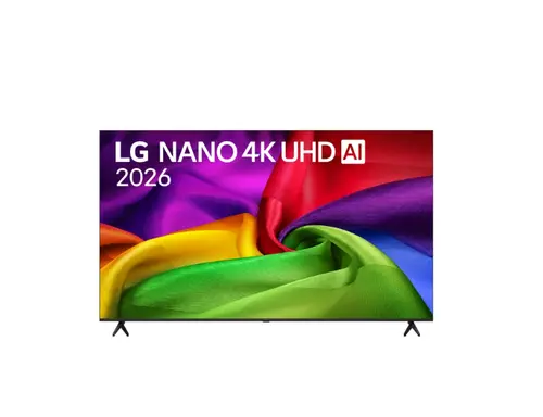 Телевизор, LG 85NU800B3LA, 85" NANO 4K UHD, 3840x2160, DVB-T2/C/S2, AI Alpha 7, HDR 10, webOS 26, ThinQ AI, VRR, ALLM, HGiG, WiFi, Clear Voice, 4K Super Upscaling, Bluetooth 5.3, Hdmi e-ARC , CI, LAN, AirPlay2, AI Sound Pro, Google Cast, 2 Pole stand, Black - 1