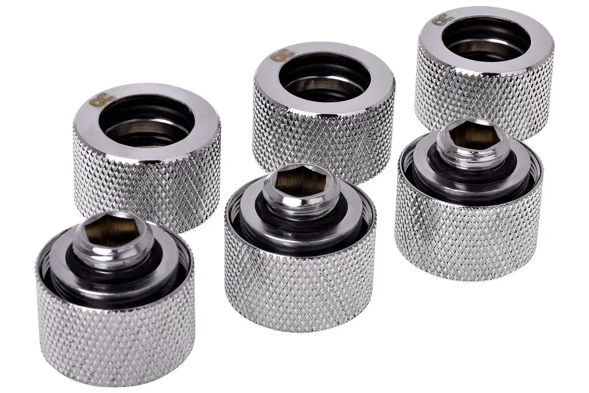 Комплект фитинги Alphacool HT 16mm - G1/4, 90°, Хром, 6-pack