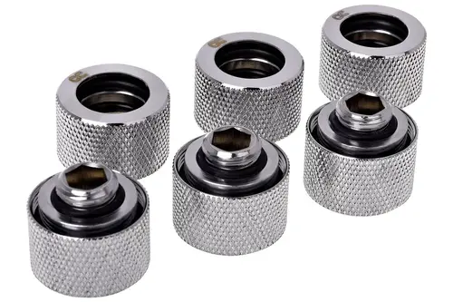 Комплект фитинги Alphacool HT 16mm - G1/4, 90°, Хром, 6-pack - 1