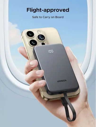 ВЪНШНА БАТЕРИЯ/POWER BANK 10 000mAh С ВГРАДЕН КАБЕЛ, 22.5W, PB526 UGREEN - image 1