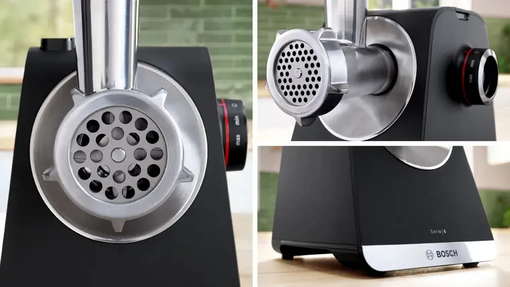 Месомелачка, Bosch MFWS660B, SER6, Meat mincer - MultiPower 2100 W, Planetary gearbox, 3,5 kg/min, kebbe attachment, sausage attachment, fruit press attachment, shredding attachment, reverse function, Black - image 14
