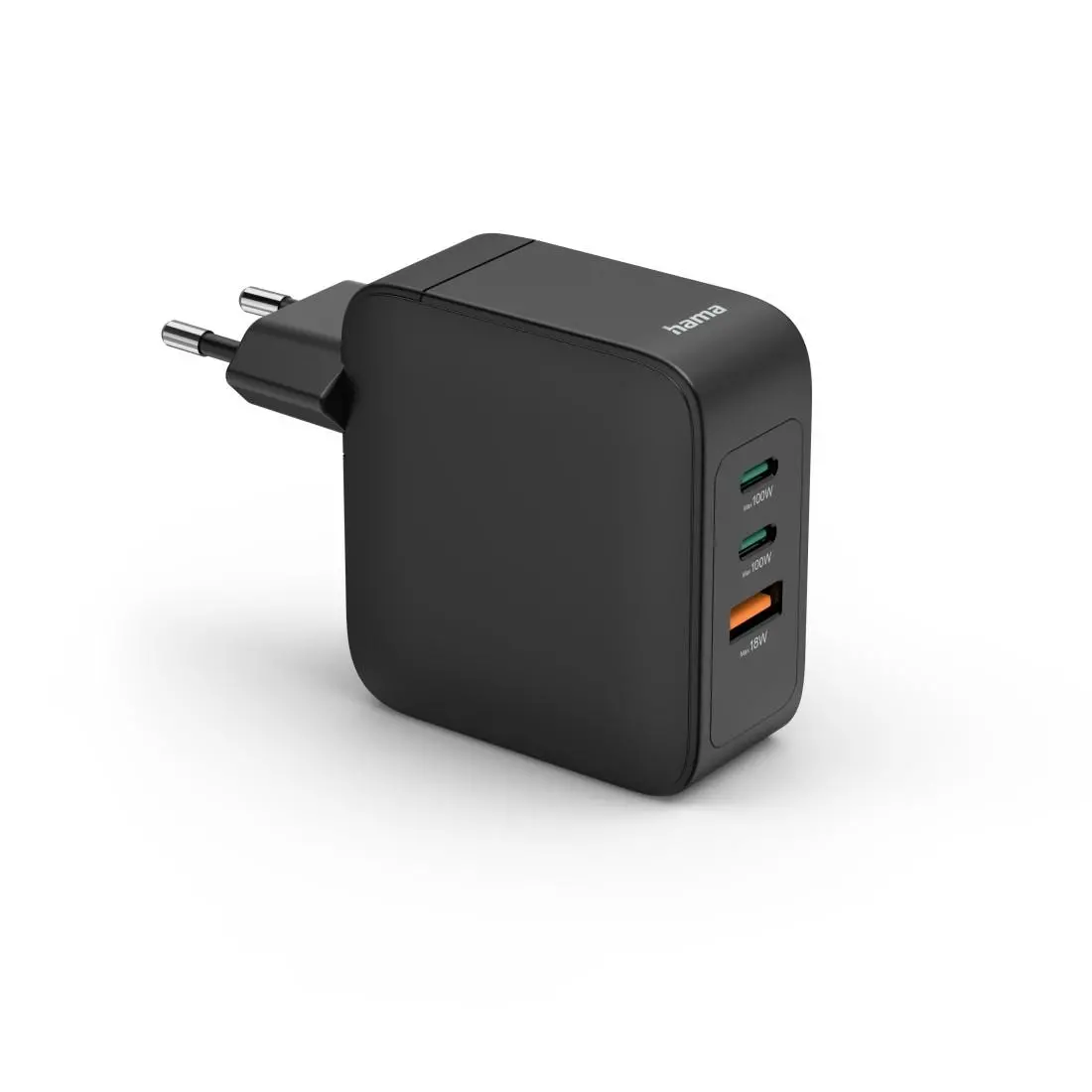 HAMA Бързо зарядно GaN, 2x USB-C, 1x USB-A, PD, 100 W, черно - image 1