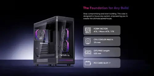 1stPlayer кутия Case ATX - PB8 Black - 3 x 120 mm A-RGB fans included, USB-C - image 11