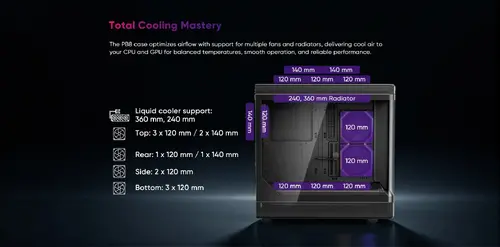 1stPlayer кутия Case ATX - PB8 Black - 3 x 120 mm A-RGB fans included, USB-C - image 12