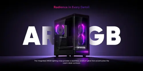 1stPlayer кутия Case ATX - PB8 Black - 3 x 120 mm A-RGB fans included, USB-C - image 16
