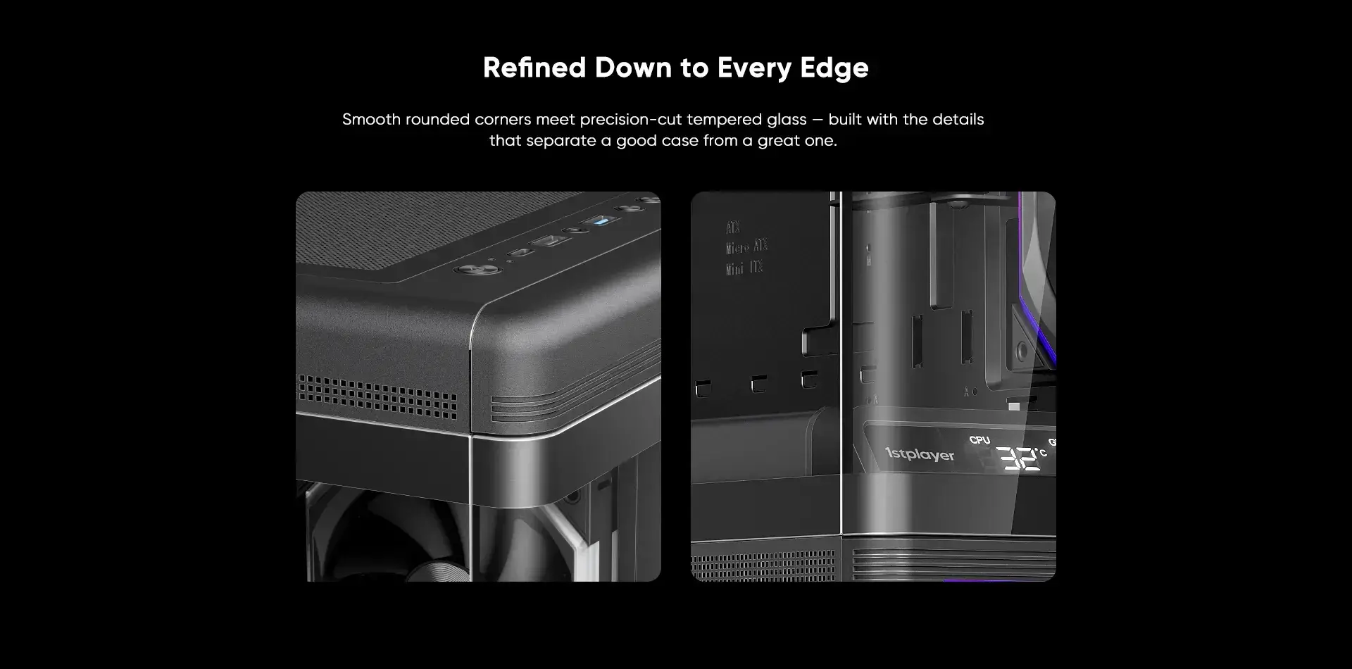 1stPlayer кутия Case ATX - PB8 Black - 3 x 120 mm A-RGB fans included, USB-C - image 8