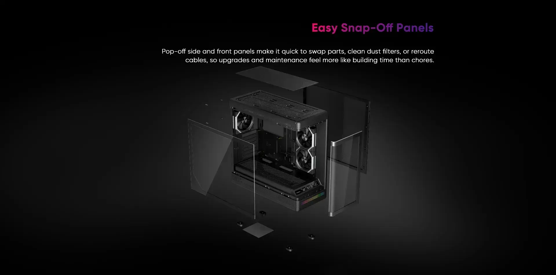 1stPlayer кутия Case ATX - PB8 Black - 3 x 120 mm A-RGB fans included, USB-C - image 9