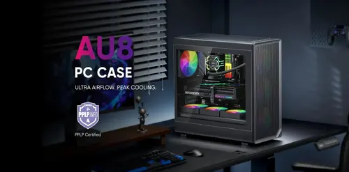 1stPlayer кутия Case ATX - AU8 Black - 4 x 140 mm A-RGB fans included, USB-C - image 12