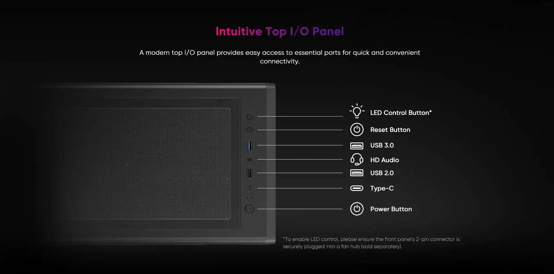 1stPlayer кутия Case ATX - AU8 Black - 4 x 140 mm A-RGB fans included, USB-C - image 13