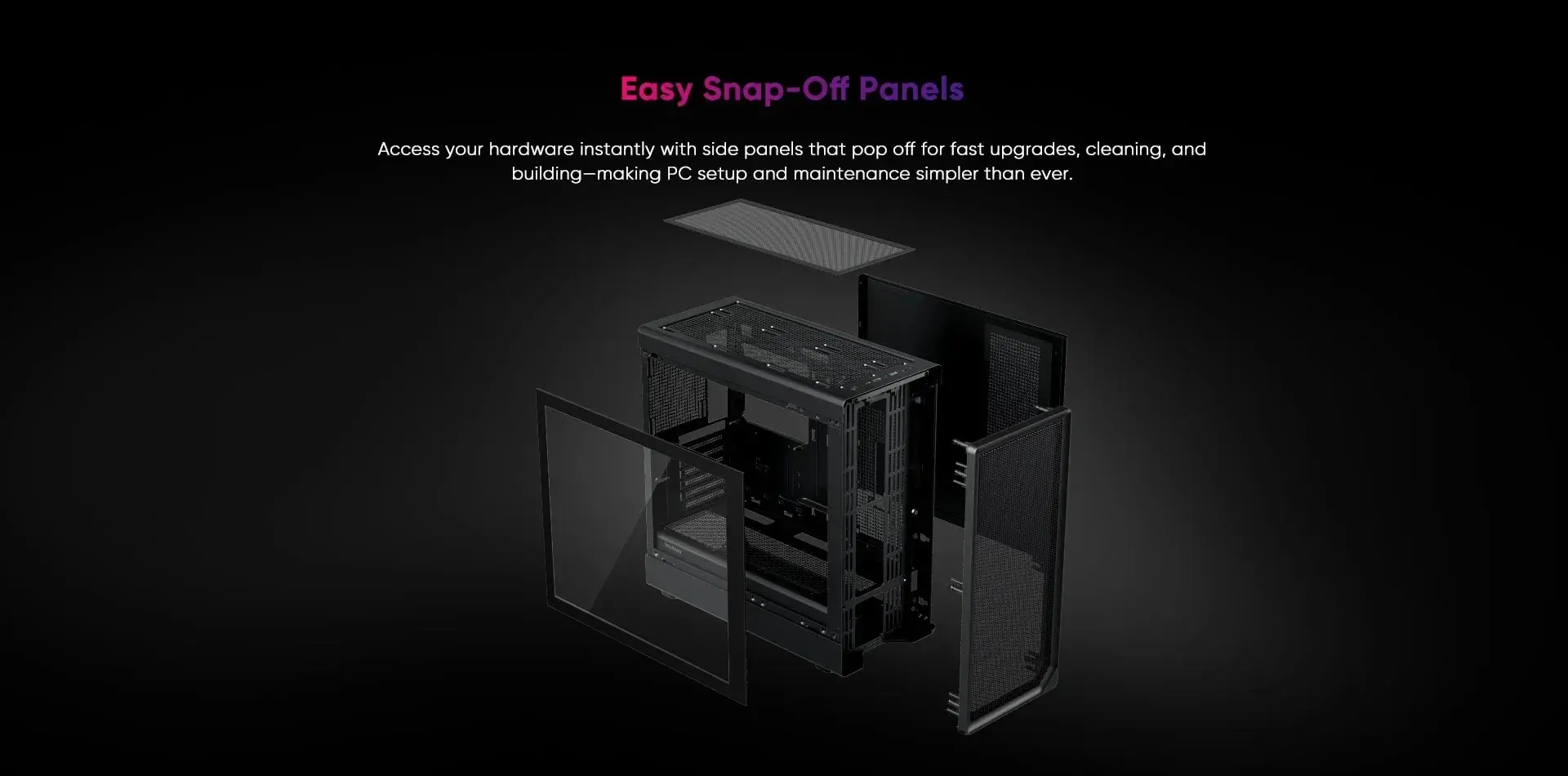 1stPlayer кутия Case ATX - AU8 Black - 4 x 140 mm A-RGB fans included, USB-C - image 6