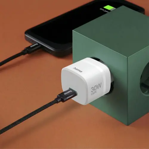 HAMA Зарядно устройство, 30 W, GaN, USB-C, PD/Qualcomm®, Zero Standby, бяло - image 5