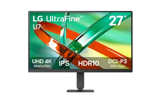 Монитор, LG 27U711B-B, 27" UltraFine U7, IPS 4K, 5ms, 1000:1, 300cd/m2, UHD 3840 x 2160, DCI-P3 90%, HDR 10, HDMI, DisplayPort, Reader mode, Tilt, Headphone Out, LG Switch, Black