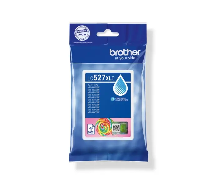 Консуматив, Brother LC527XLC Cyan Ink Cartridge for MFCJ5010DW/MFCJ5110DW - 2000 page yield - image 2