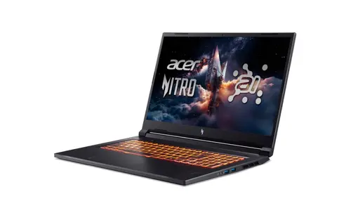 Лаптоп, Acer Nitro V17, NG-ANV17-41-R14D, AMD Ryzen R7 260 ( up to 5.1GHz, 16MB), 17.3" FHD(1920x1080)IPS 144Hz, 1*16GB DDR5 (1 slot free), 1024GB PCIe NVMe SSD, NVIDIA GeForce RTX 4050 6GB GDDR6, Wi-Fi AX, BT, Win 11 Home, Black