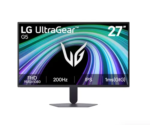 Монитор, LG 27G523B-B, UltraGear G5, 27" IPS, AG, 200Hz, 1ms GtG, 1000:1, 300cd/m2, sRGB 95%, Full HD 1920x1080, HDR 10, AMD FreeSync, DisplayPort, Headphone Out, Reader mode, Black Stabilizer, Tilt, Black