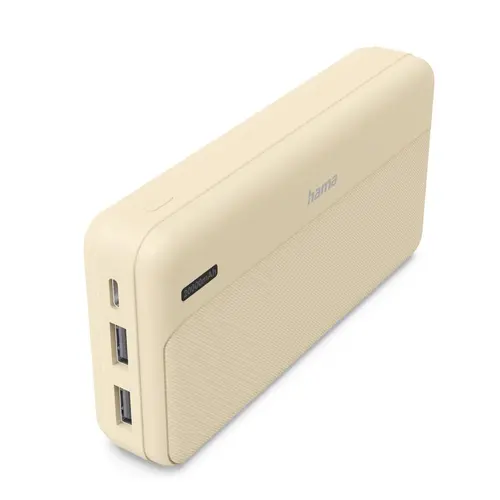 HAMA Външна батерия "Pocket 20", 20000 mAh, Изходи: 2x USB-A, бежов - image 4