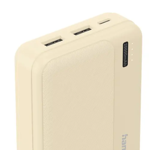 HAMA Външна батерия "Pocket 20", 20000 mAh, Изходи: 2x USB-A, бежов - image 6
