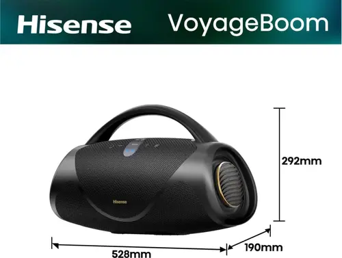 Аудио система, Hisense, VoyageBoom, Party speaker 2.0 Ch., 360W, BT, 24h play,IP67 Water and Dust Proof,Ambient Light,Dual-way Strap,Built-in Powerbank,Dual-level Bass Boost,Black - image 1