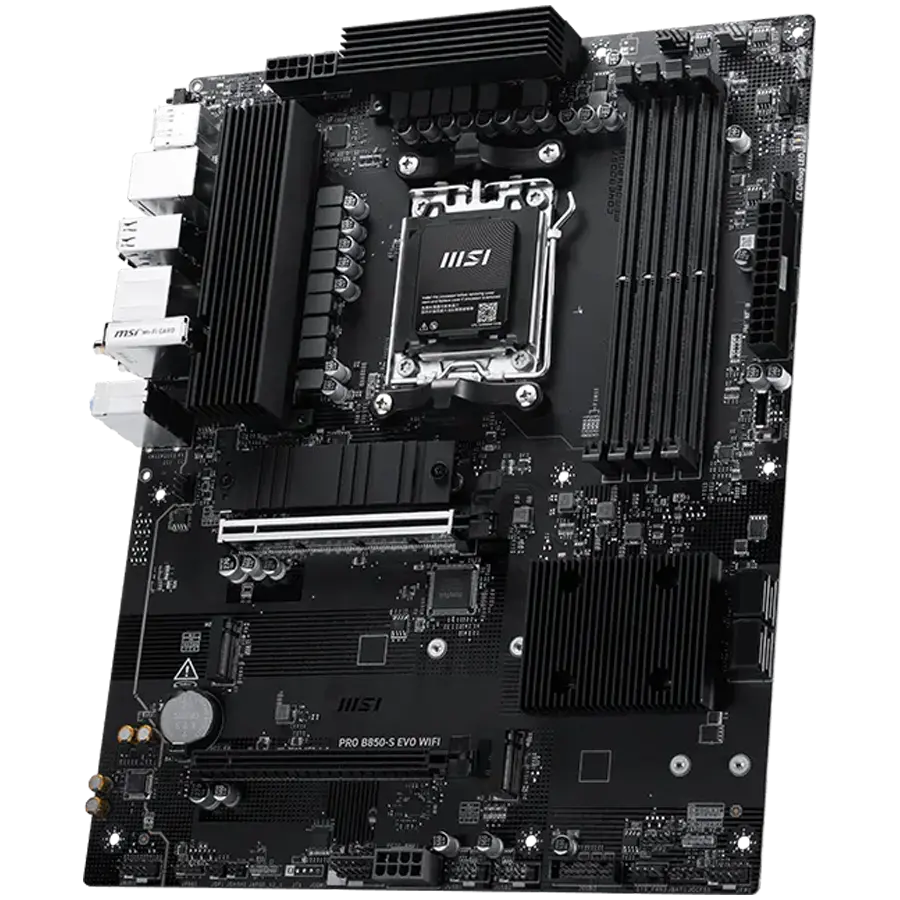 MSI PRO B850-S EVO WIFI, ATX, Socket AM5, 4x DDR5 Dual Channel up to 8200(OC)MHz, 2x PCIe x16 slot, 3x M.2 slot, 4x USB 2.0, 2x USB 5Gbps, 2x USB 10Gbps, 1x USB 10Gbps Type-C, HDMI, DP, 7.1 HD Audio, 5G LAN, WiFI 7, BT, 3Y - image 2